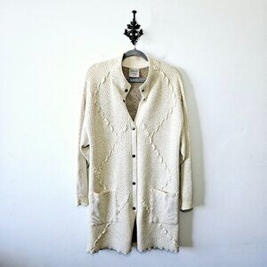 Kriss Sweden Long Cardigan Size M Sweater Lagenlook Coastal Button Up EUC